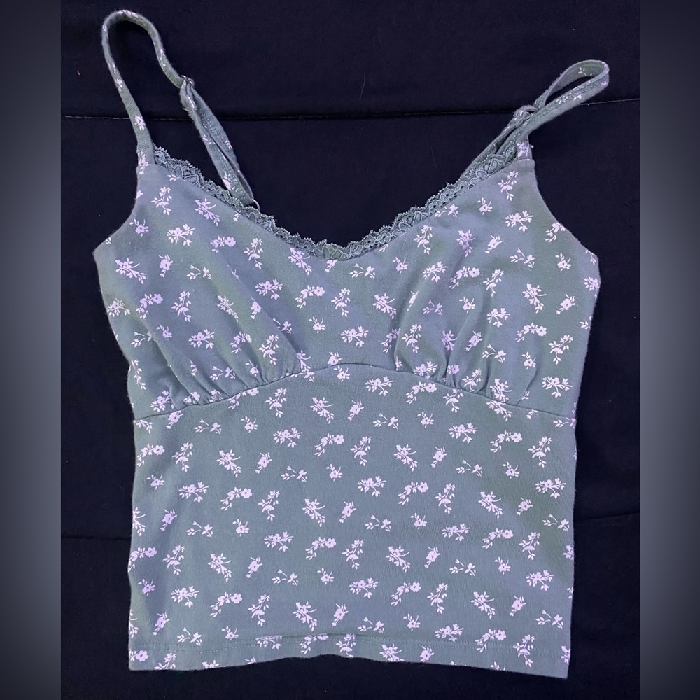 Hollister green flower tank